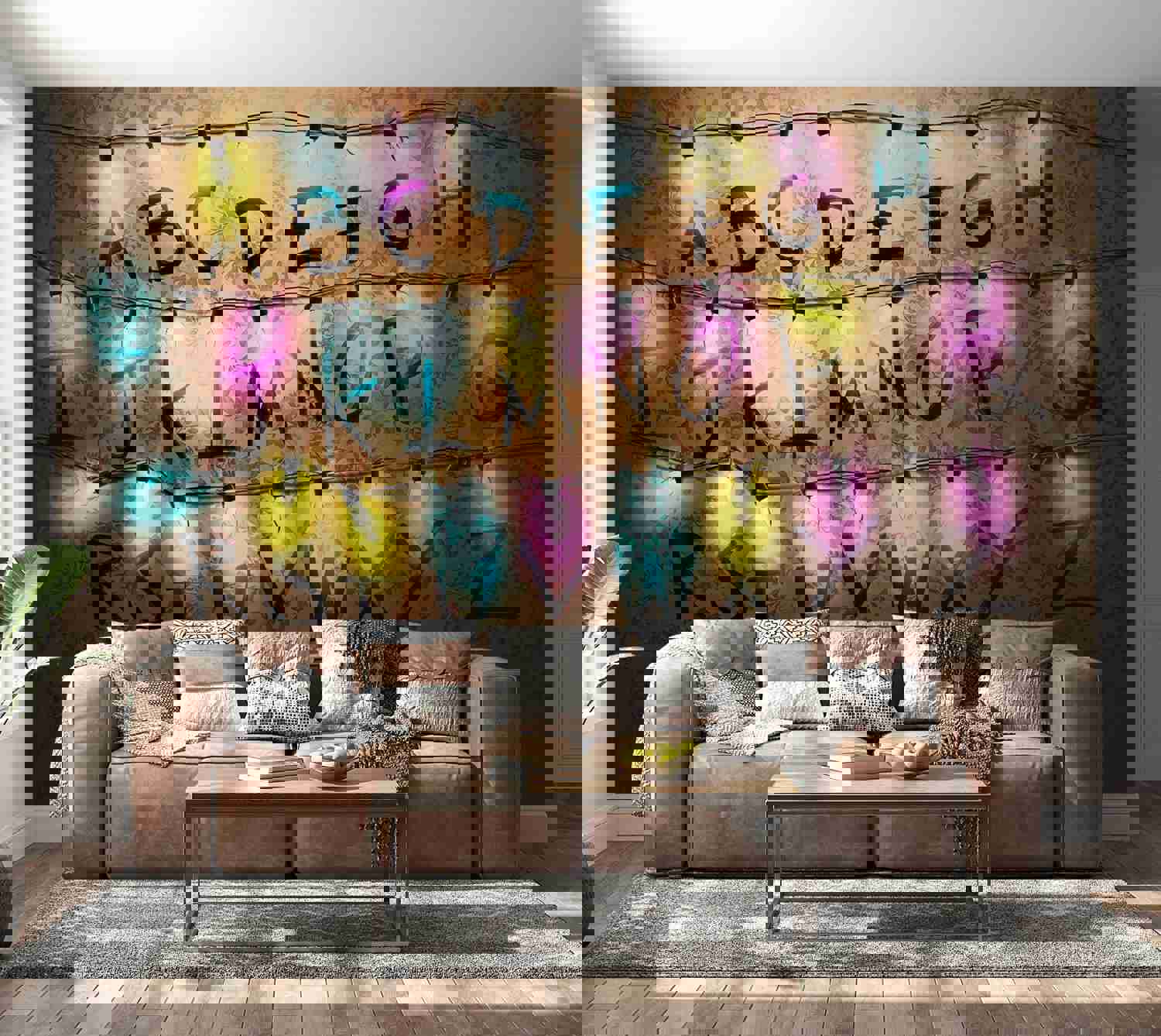 Alphabet Lights Peel & Stick Wall Mural - Removable Wall Decals