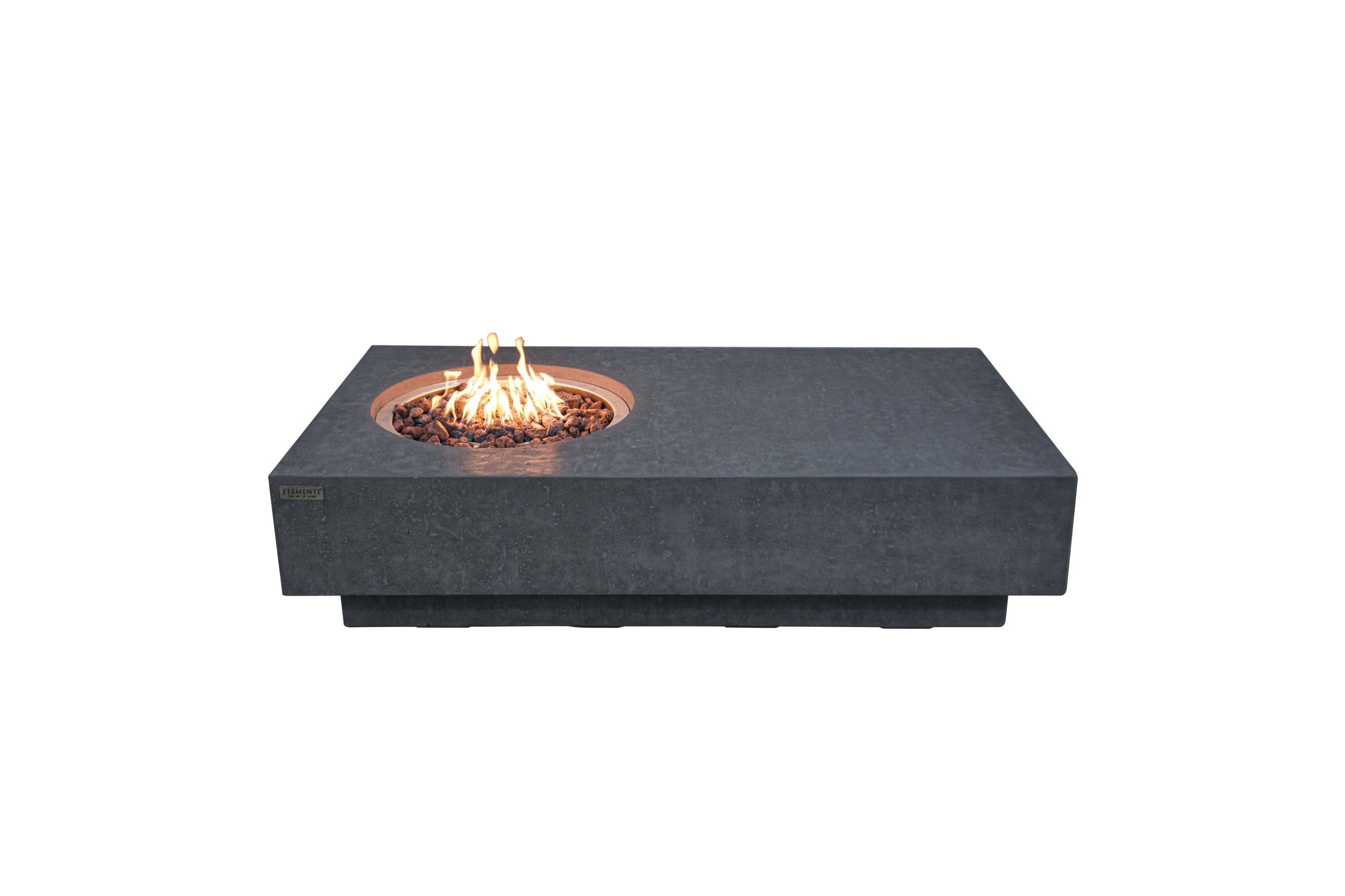 Elementi Metropolis Rectangular Concrete Fire Pit Table - Modern Outdoor Gathering Spot