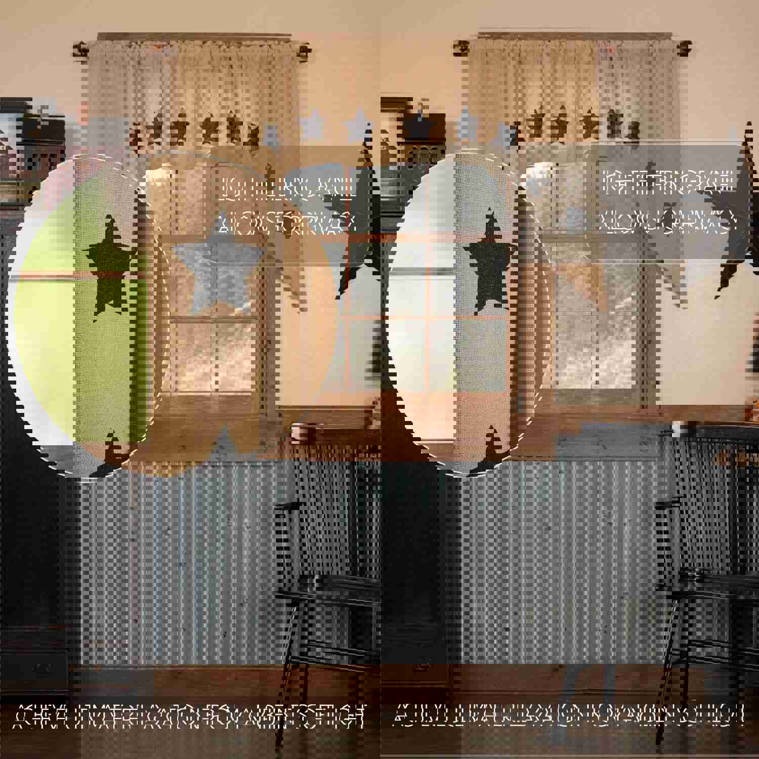 Rustic Country Style Burlap Swag Curtain Set