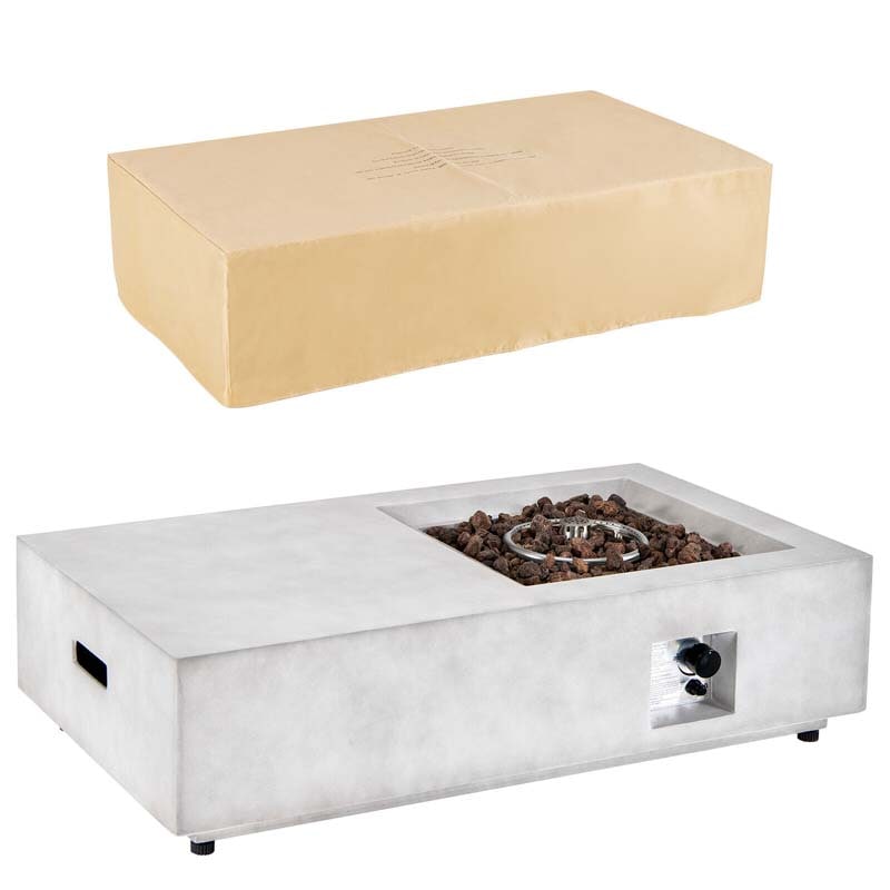 48" Concrete-Style Propane Gas Fire Pit Table with Storage and Safety Features