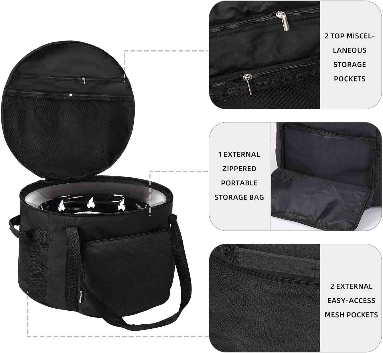 Heavy-Duty Outdoor Fire Pit Bag for Outland Firebowl, 19 Inch Diameter (Black)