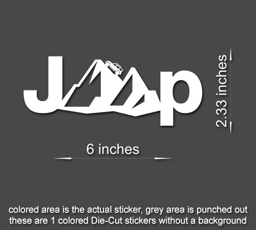 4 Pack Jeep Hill Wrangler Vinyl Decal Sticker Set for Jeep Enthusiasts