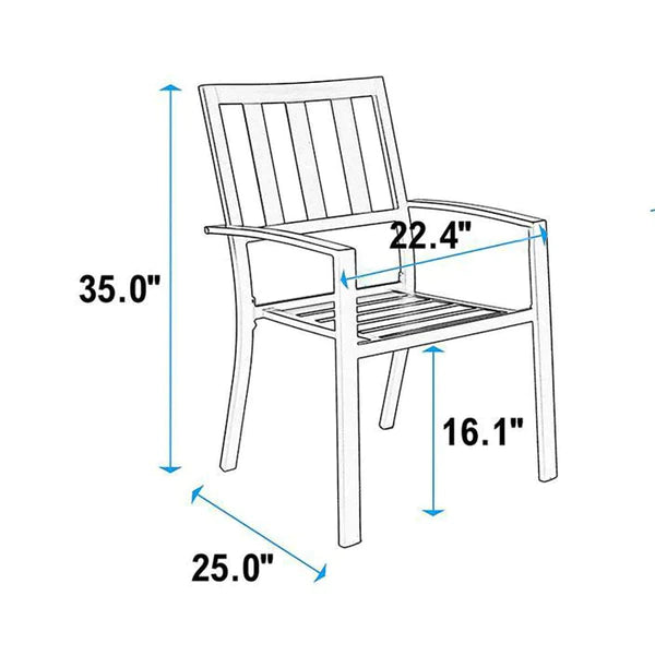 PHI VILLA 6-Piece Outdoor Dining Set with 10ft Umbrella, Steel Square Table, and Steel Fixed Chairs