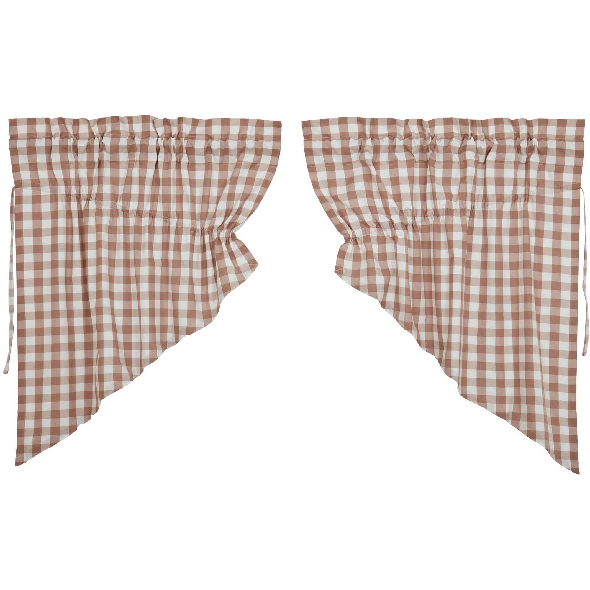 Annie Portabella Buffalo Check Lined Prairie Swag Curtains Set