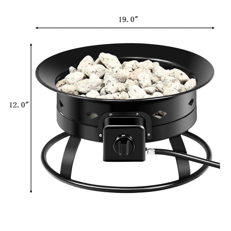 Portable Outdoor Propane Fire Pit with Lava Rocks