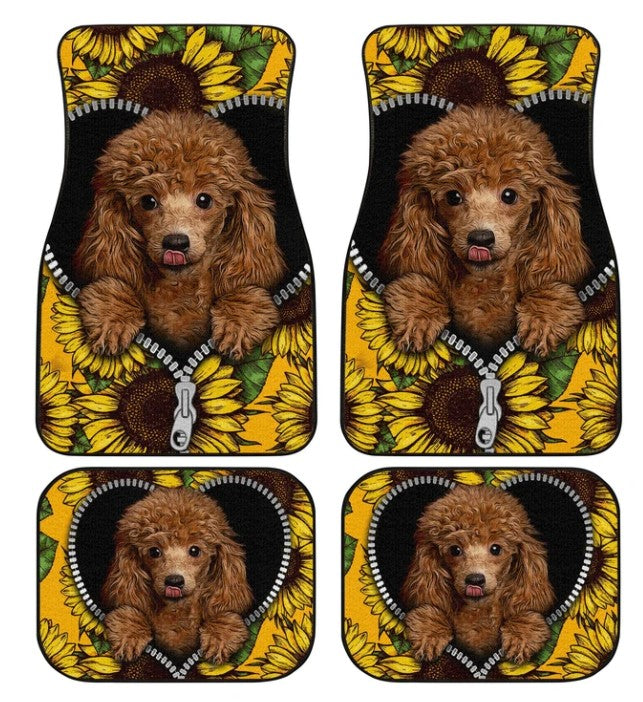 Custom Sunflower Poodle Car Floor Mats for Stylish Protection
