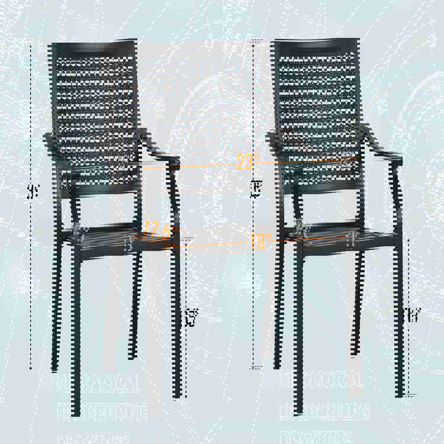 Aluminum Outdoor Dining Set with 4 Stackable Chairs and Square Table