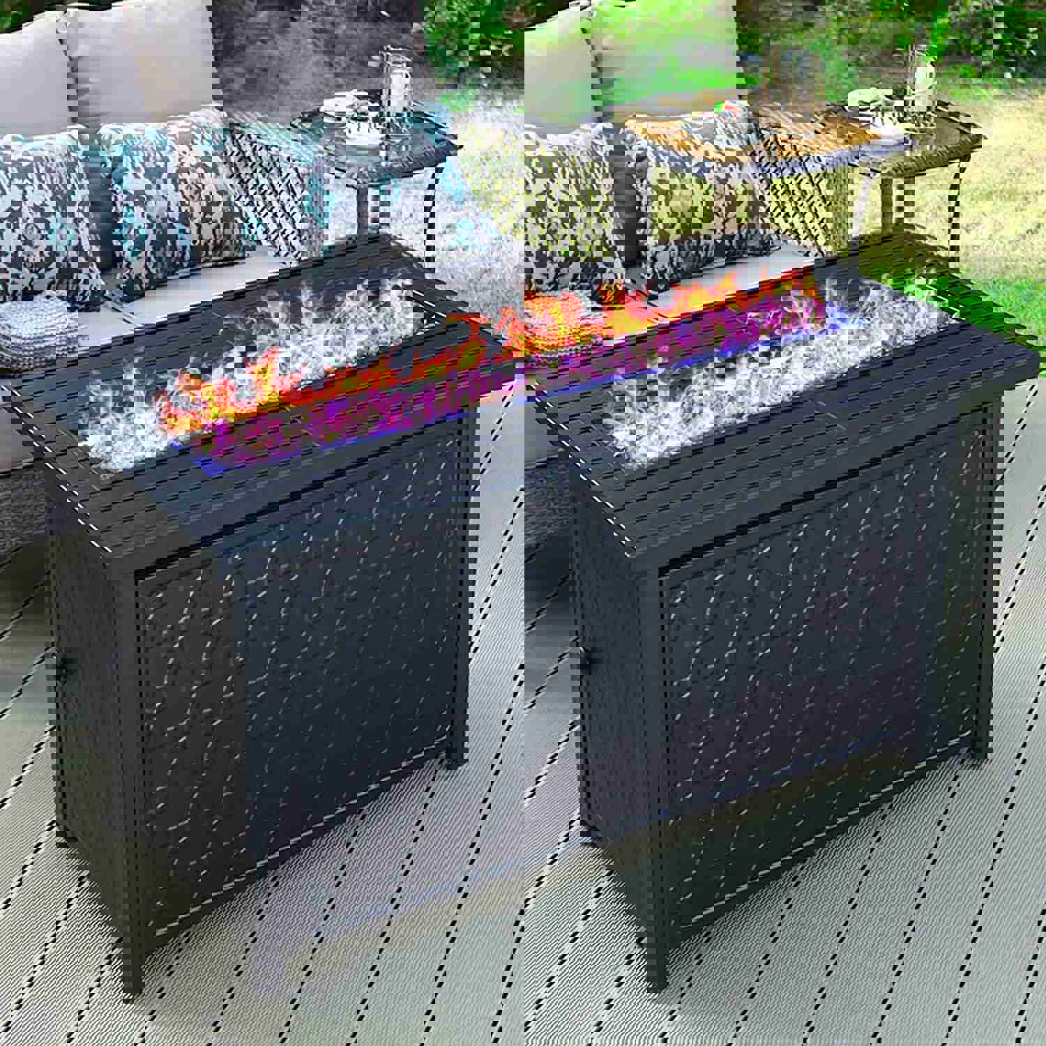 45" Outdoor Rectangular Propane Gas Fire Pit Table with 50,000 BTU Heat Output