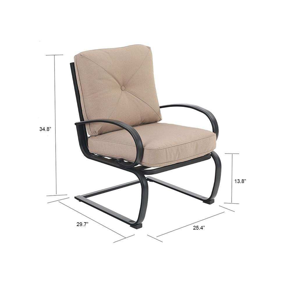 PHI VILLA 7-Piece Outdoor Dining Set with Durable Steel Table and Comfortable C-Spring Chairs