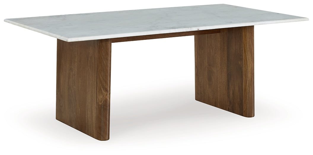 Isanti Mango Wood and Marble Rectangular Cocktail Table