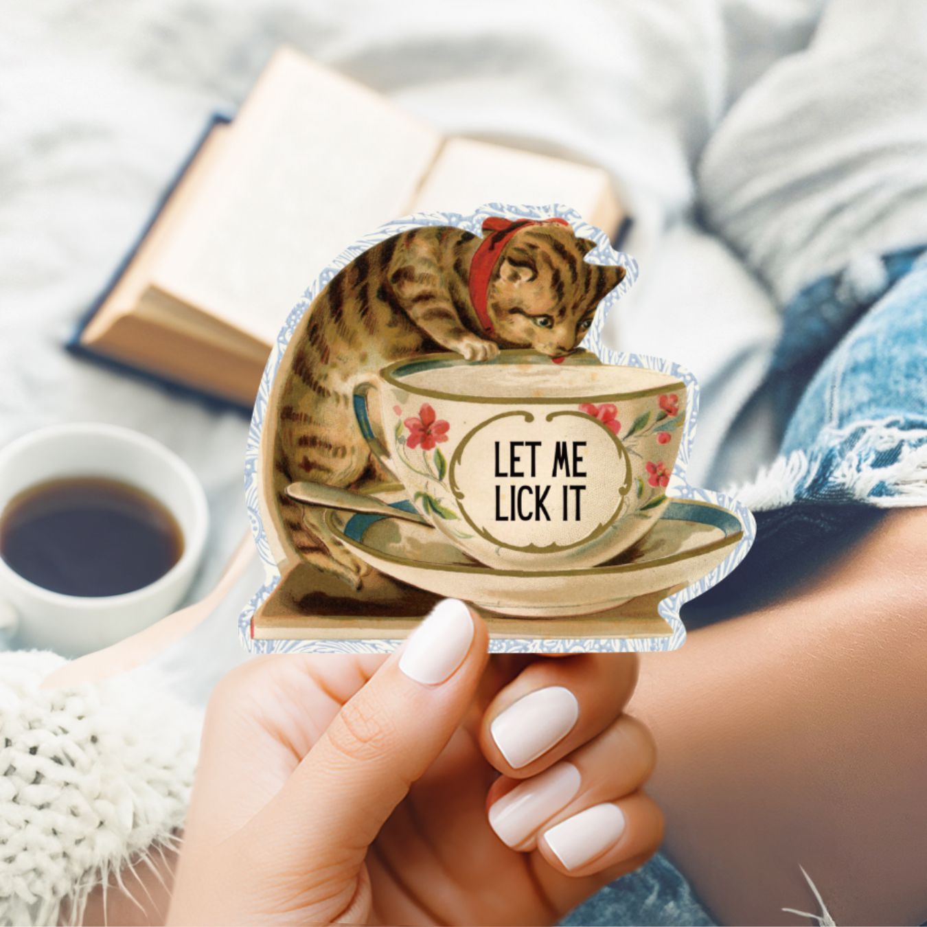 Let Me Lick It Vintage Cat Sticker | Unique Vinyl Decal
