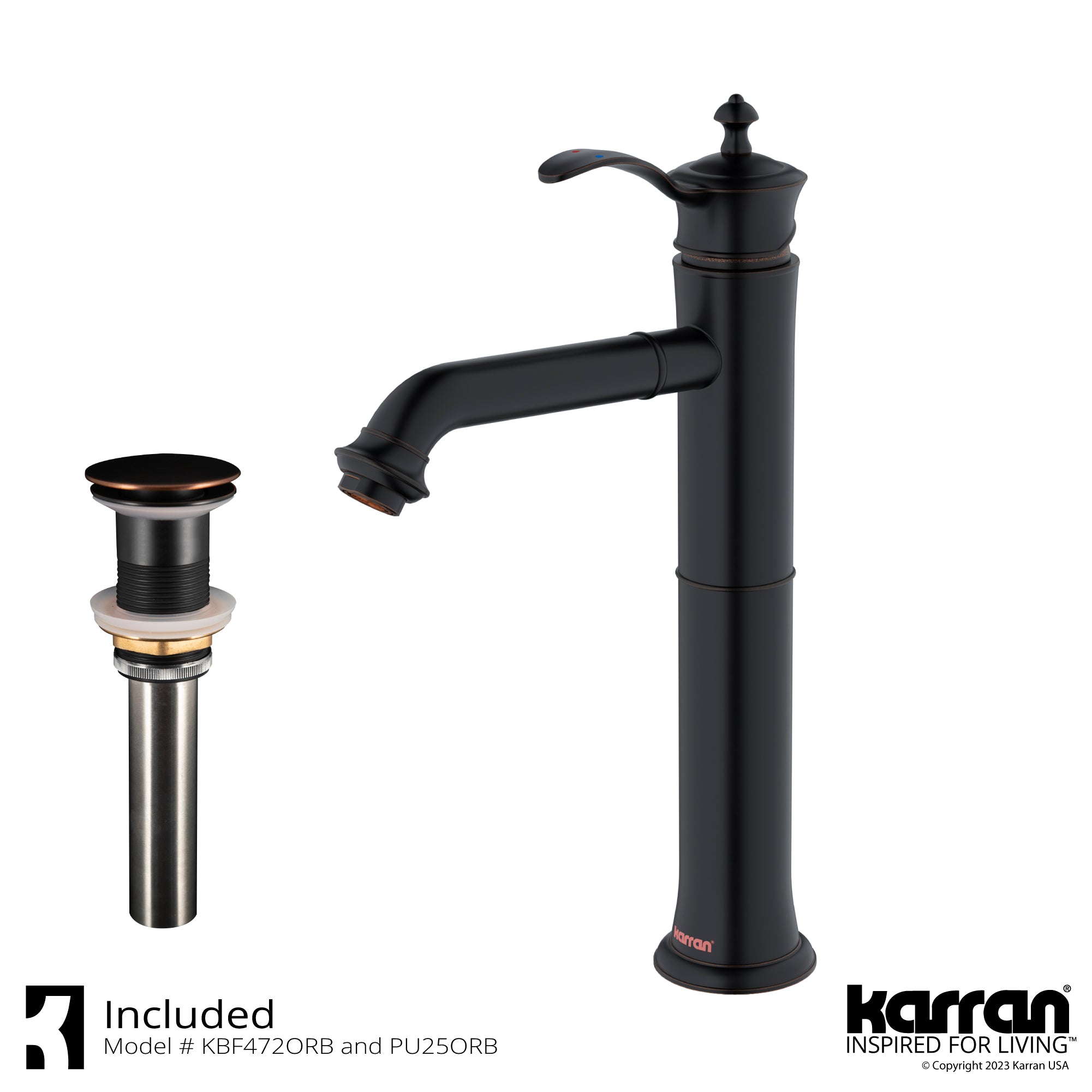 Karran Vineyard Oil Rubbed Bronze Vessel Faucet, 1.2 GPM, Lead-free Brass