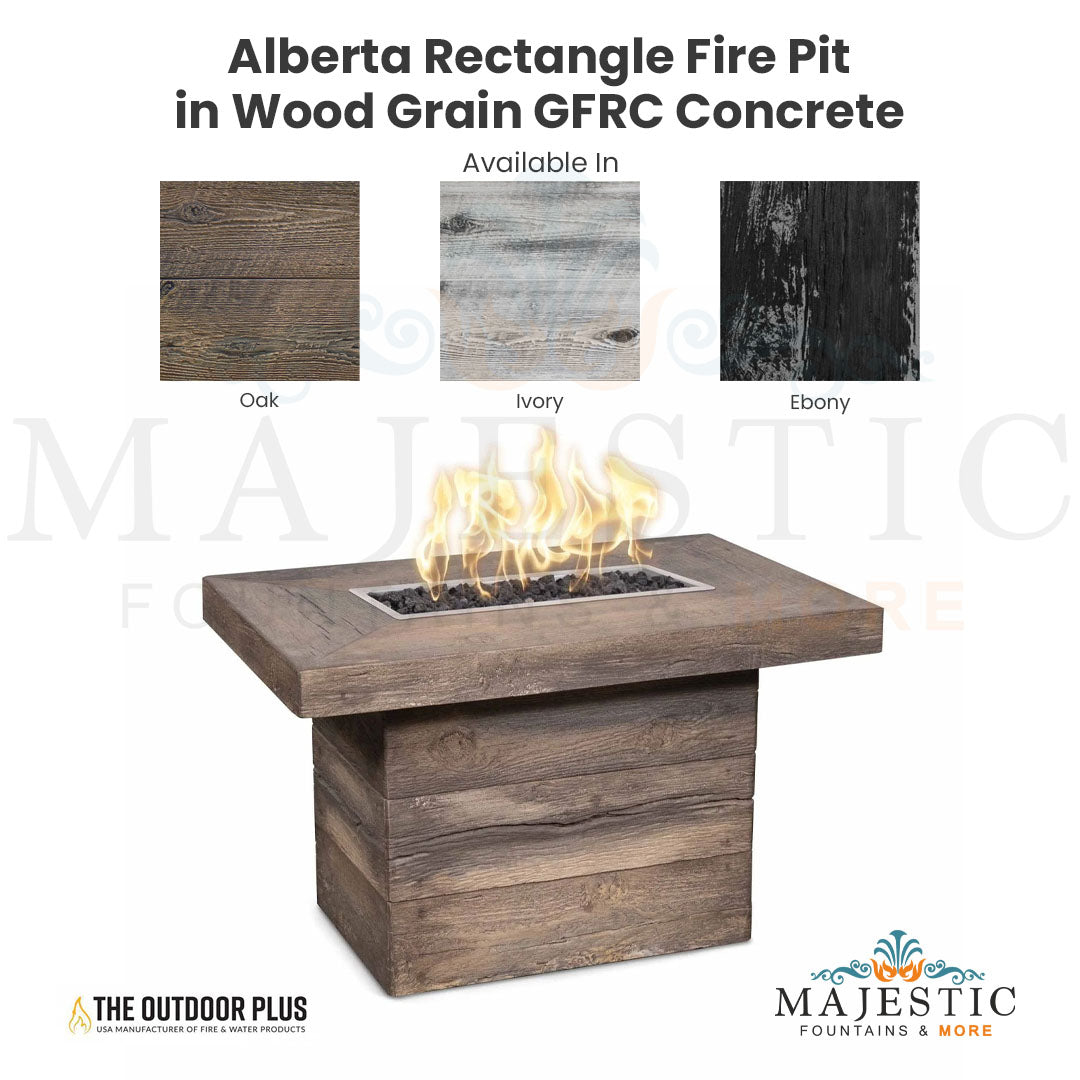 Elegant Wood Grain Concrete Fire Pit with Cover