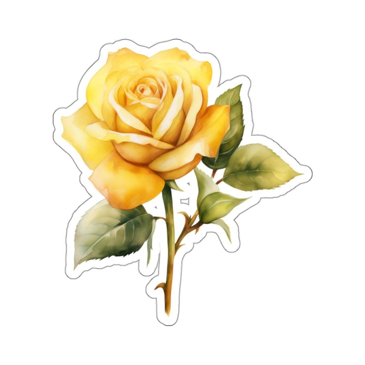 Watercolor Yellow Rose Vinyl Sticker Decal