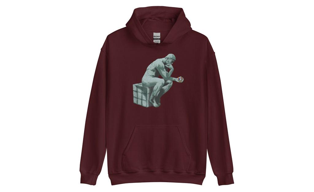 The Thinker's Embrace - Premium Rubik's Cube Hoodie