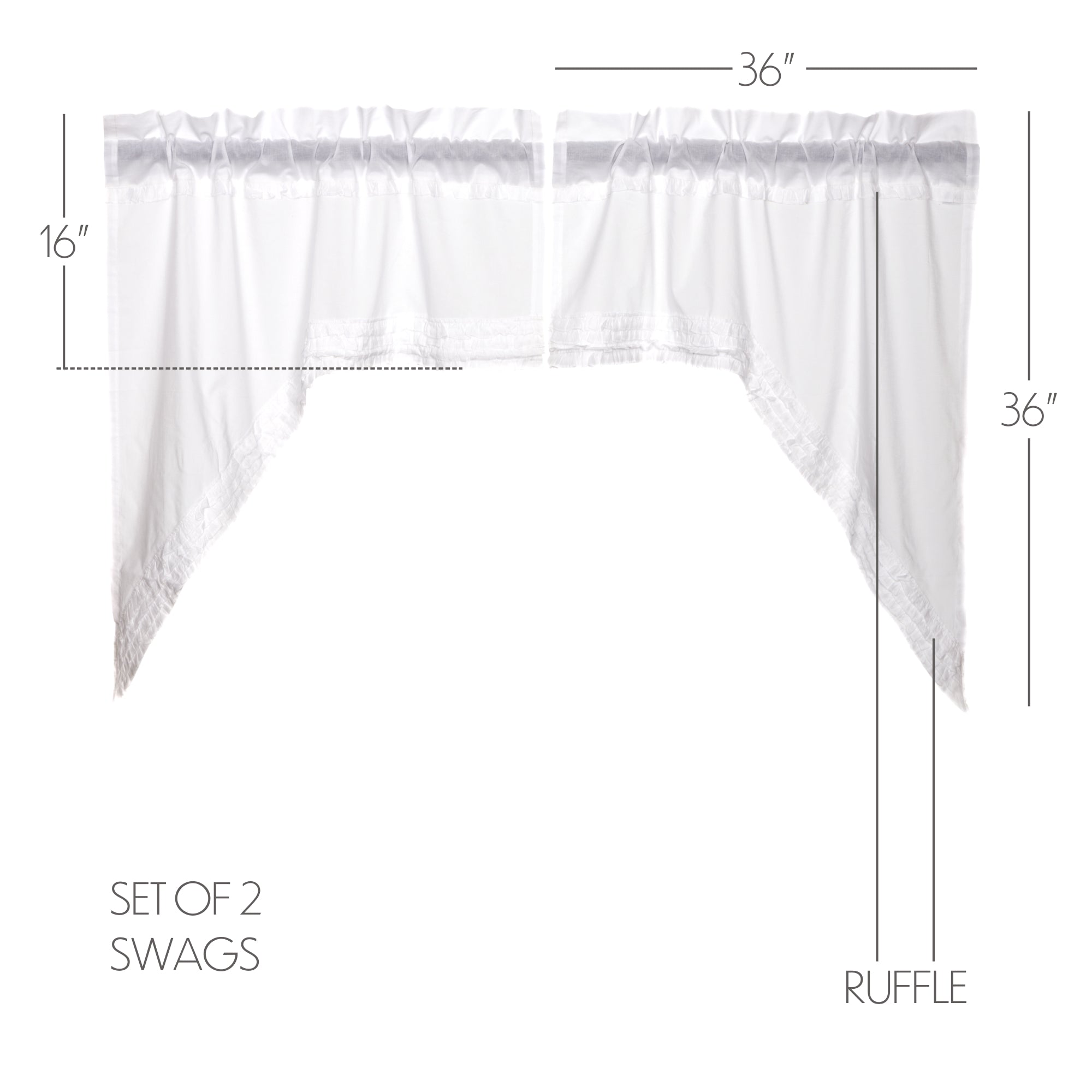 Elegant White Ruffled Sheer Swag Curtains for Rustic Charm