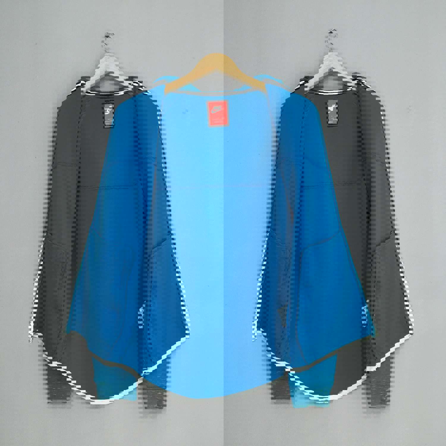 Vintage Nike Blue Zipper Hoodie Sweater - Size S