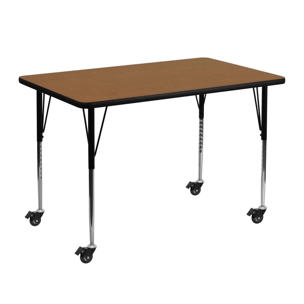 Adjustable Oak Laminate Activity Table - 30W x 48L, Durable & Versatile