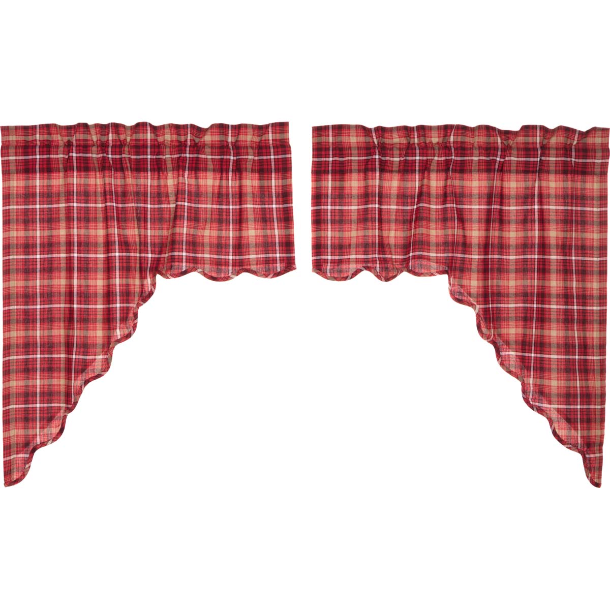 Elegant Country-Style Window Swag Set with Tartan Plaid