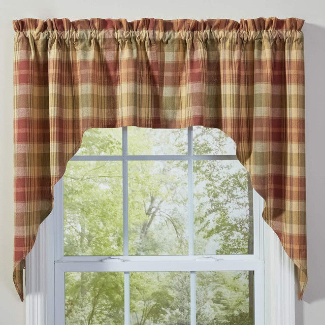 Saffron 36" Plaid Swag - Country Style Window Treatment