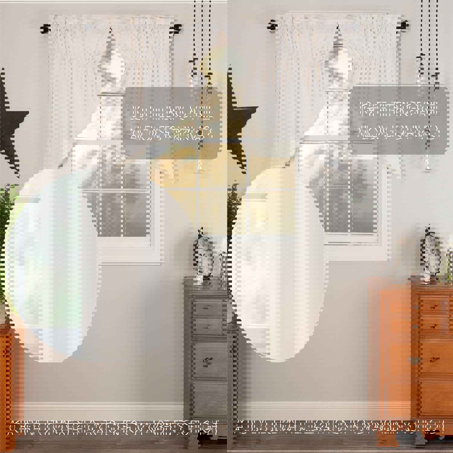 Elegant Country Style Flax Antique White Swag Curtains