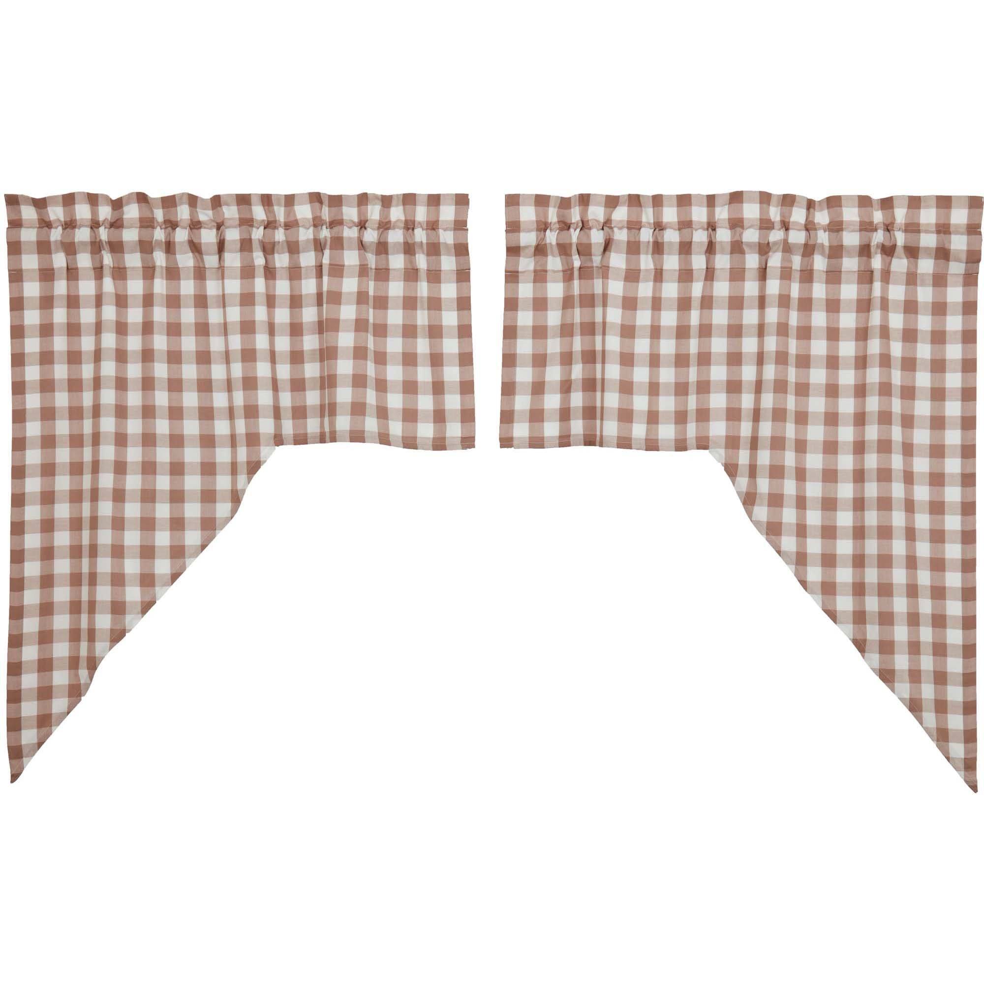 Annie Portabella Buffalo Check Lined Swag Curtains Set