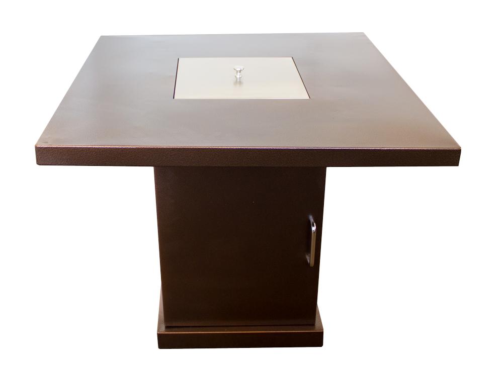 Hiland Outdoor Propane Fire Pit with Hammered Bronze Finish