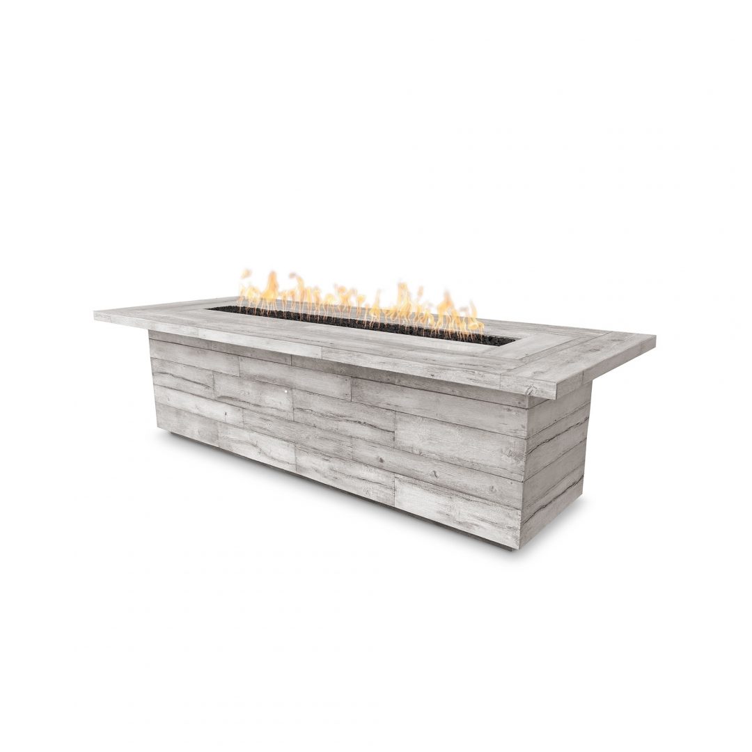 Luxury Woodgrain Concrete Fire Pit Table with Cover
