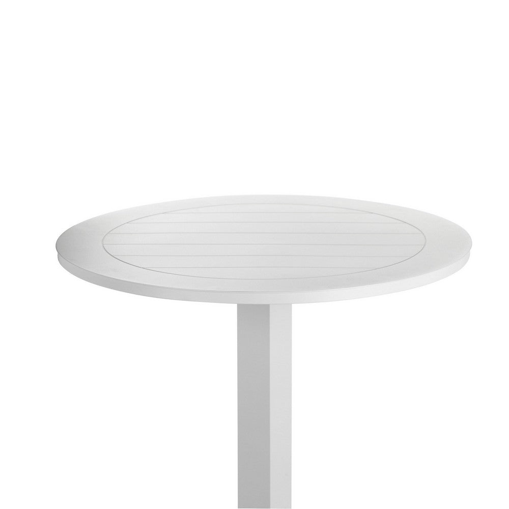 Keli 43 Inch Outdoor Folding Bar Table, White Aluminum