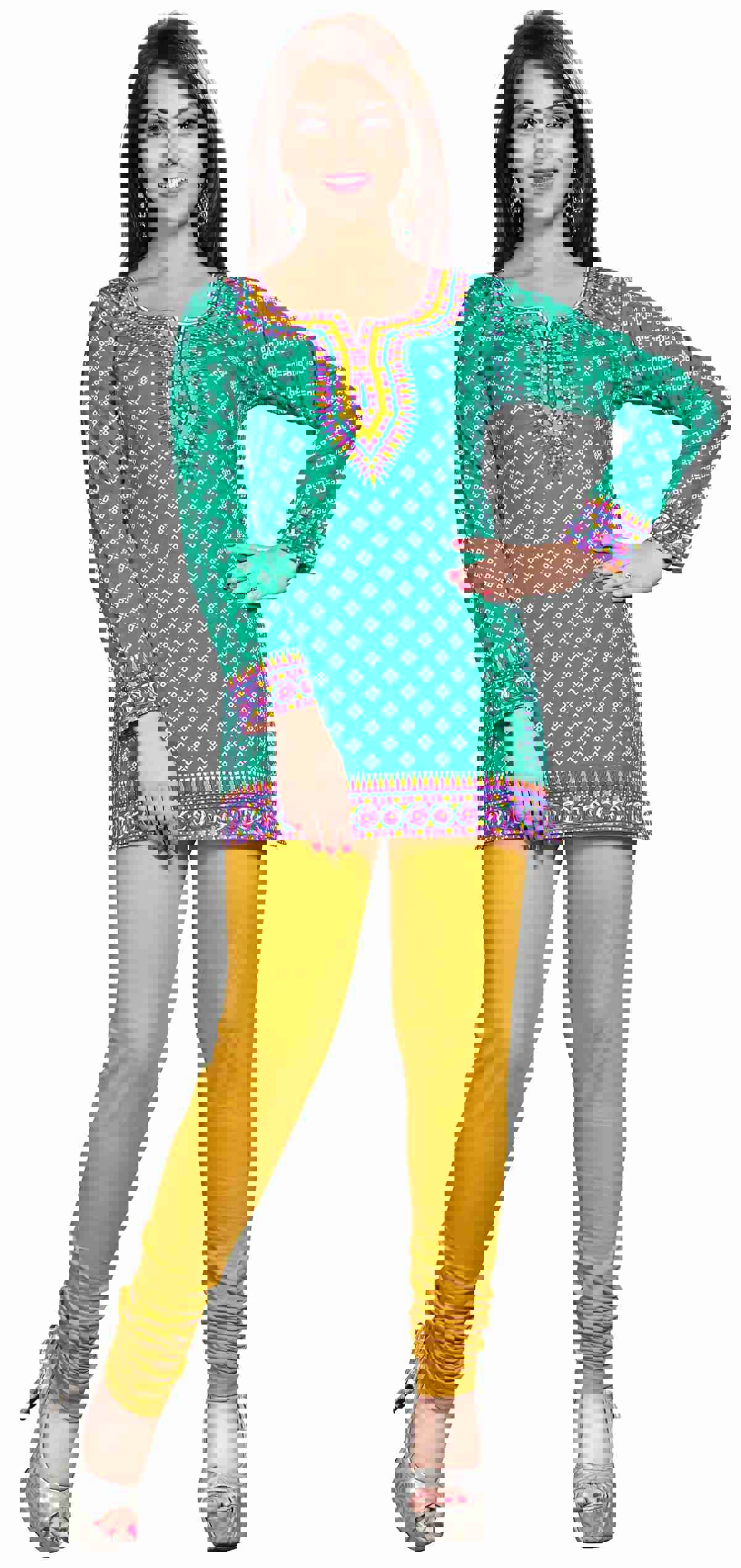 Women's Printed Kurti Top - Green