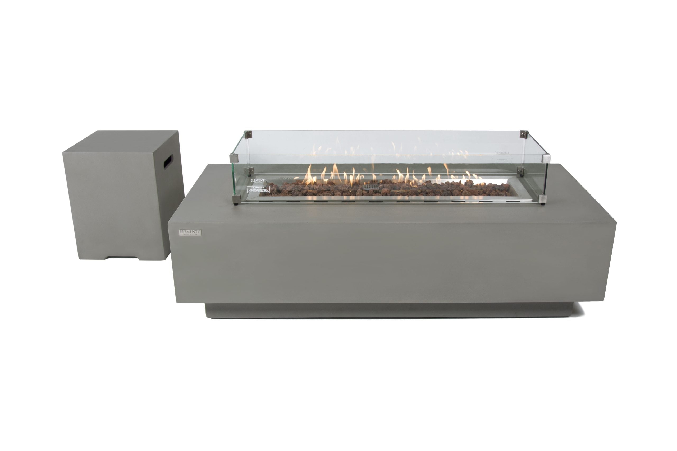 Elementi Granville Rectangular Concrete Fire Pit Table OFG121