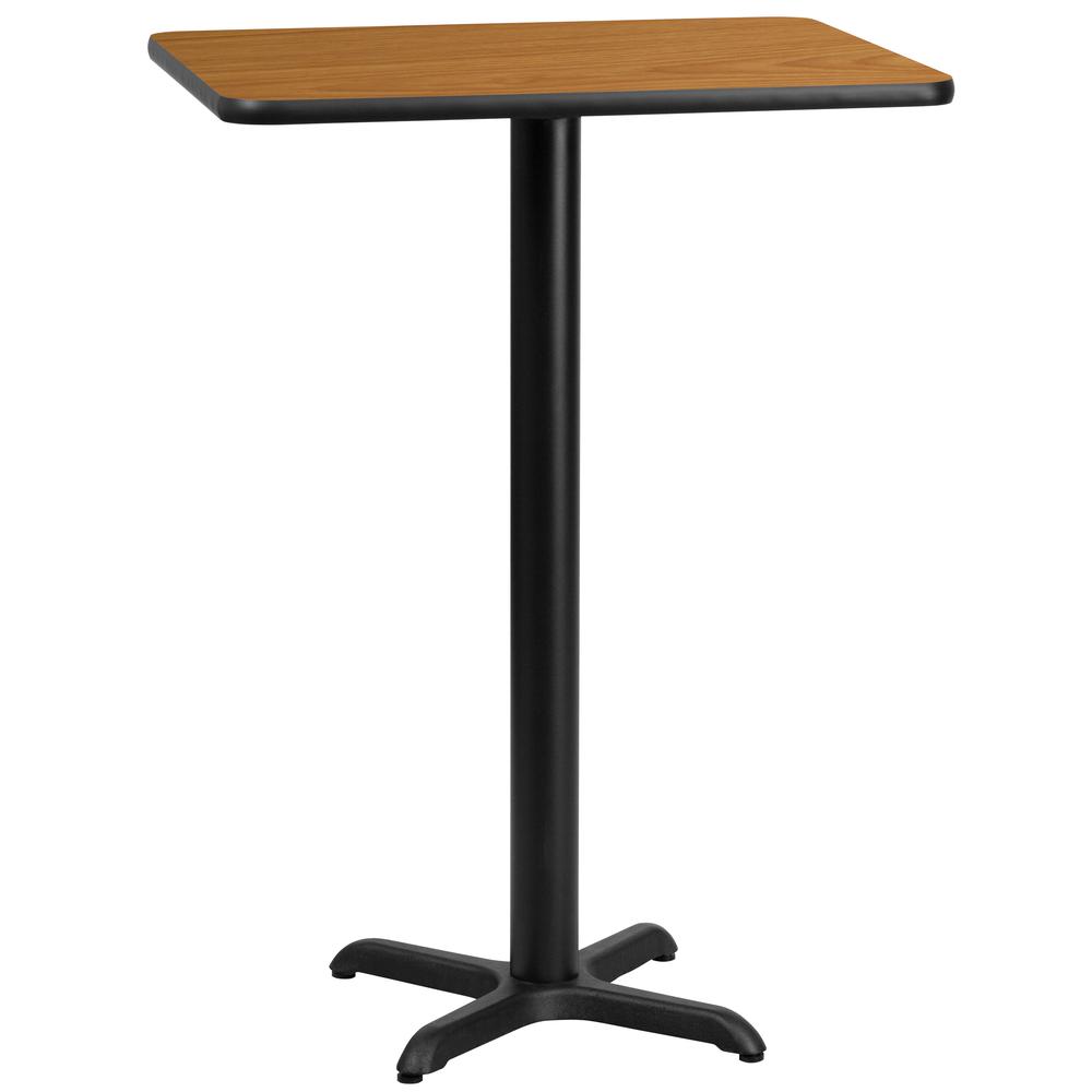 24x30" Rectangular Natural/Walnut Table Top with 22x22" Bar Height Base - Flash Furniture