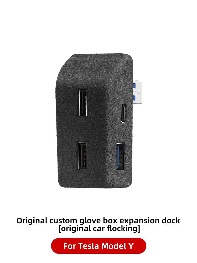 YZ Tesla Model 3 & Y 2021-2023 Glove Box Flocking USB Hub Quick Charger