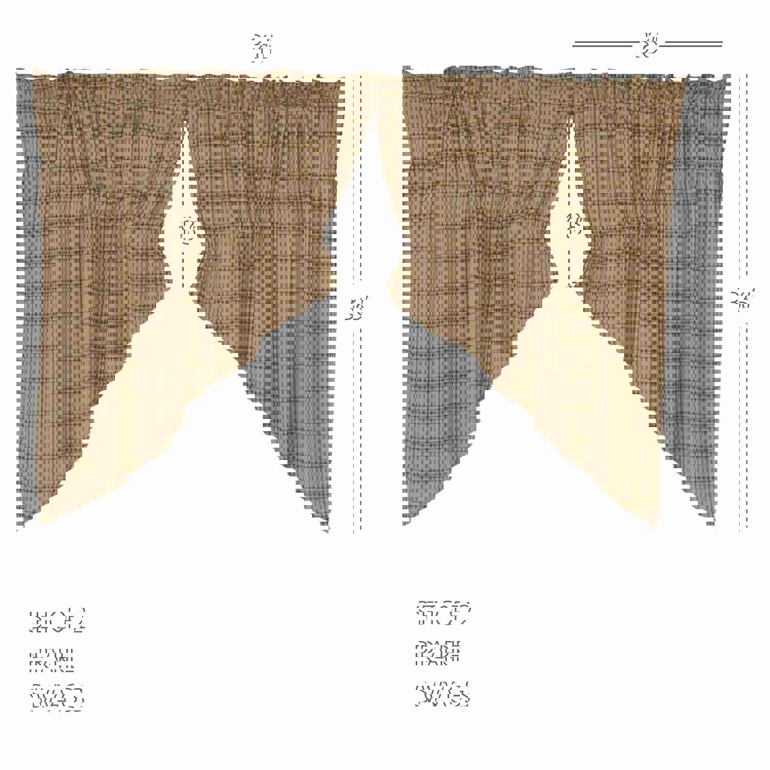 Sawyer Mill Red Plaid Swag Set - Rustic Farmhouse Window Curtains