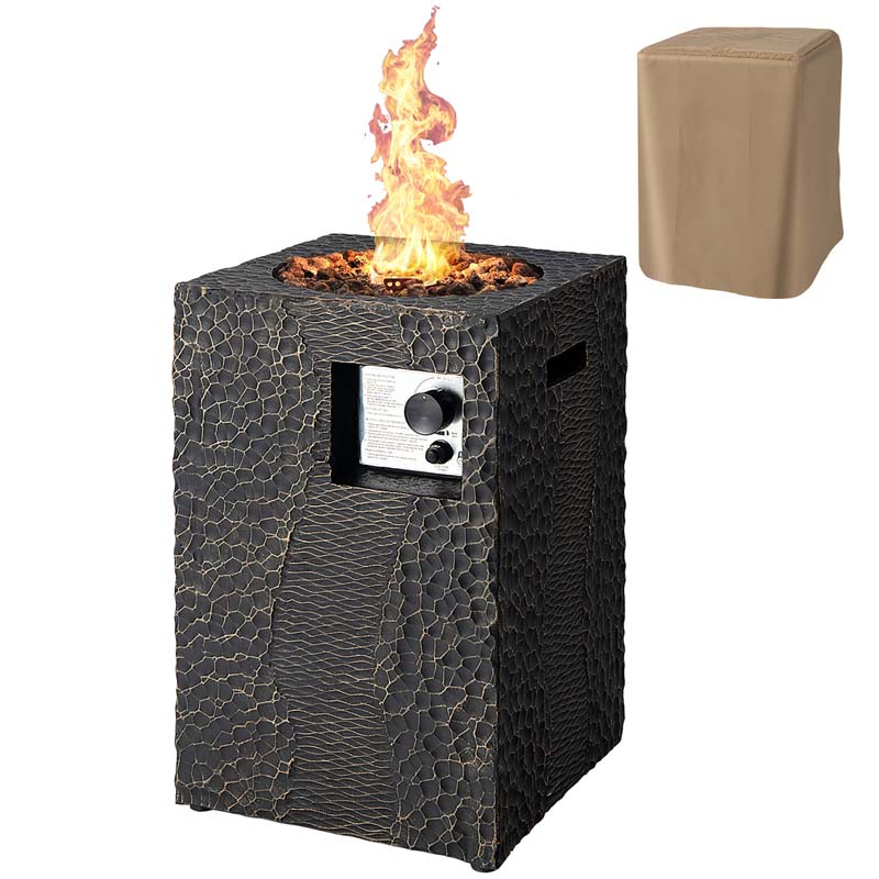 Durable 16" Square Outdoor Propane Fire Pit with 30,000 BTU