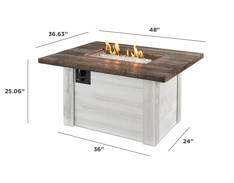 Alcott Rectangular Gas Fire Pit Table with Modern Farmhouse Style
