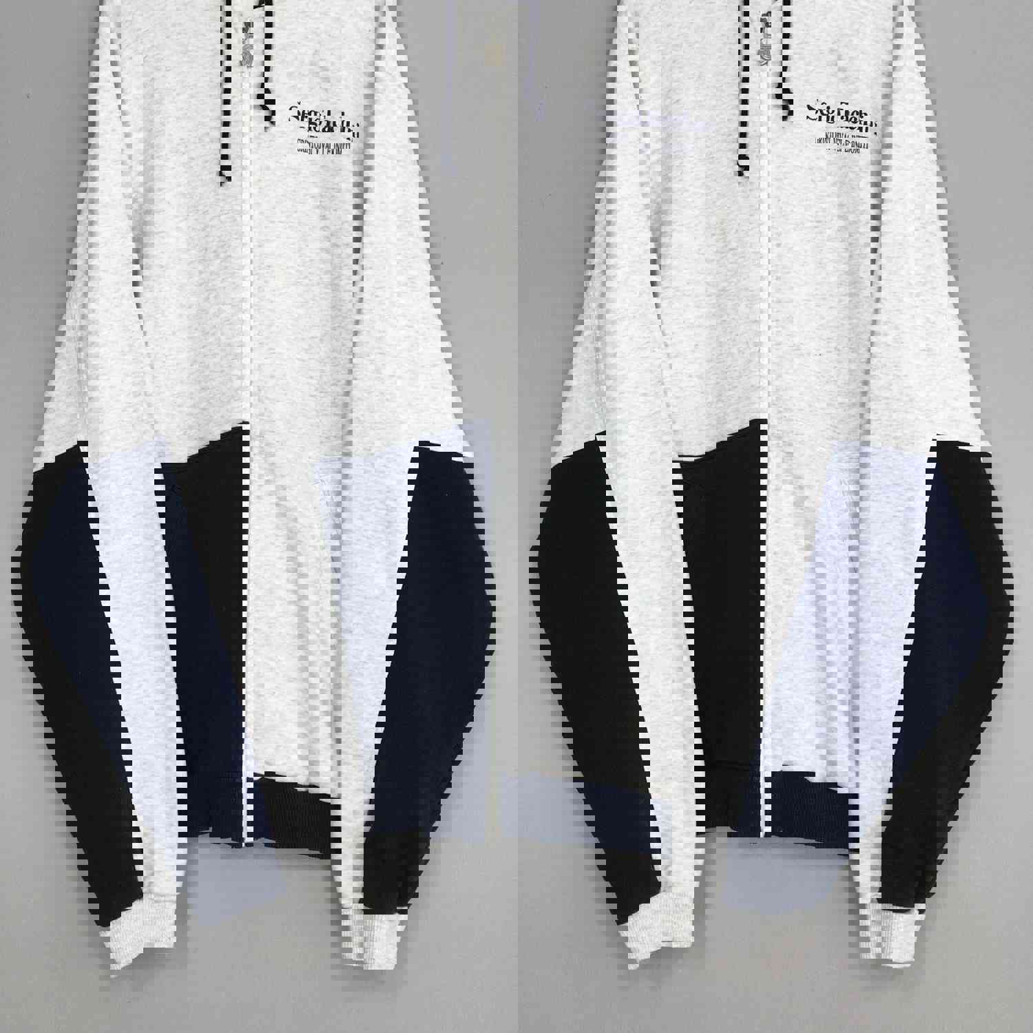 Vintage 90s Sergio Tacchini XL Hoodie Sweatshirt - Classic Gray/Blue Zipper Hoodie