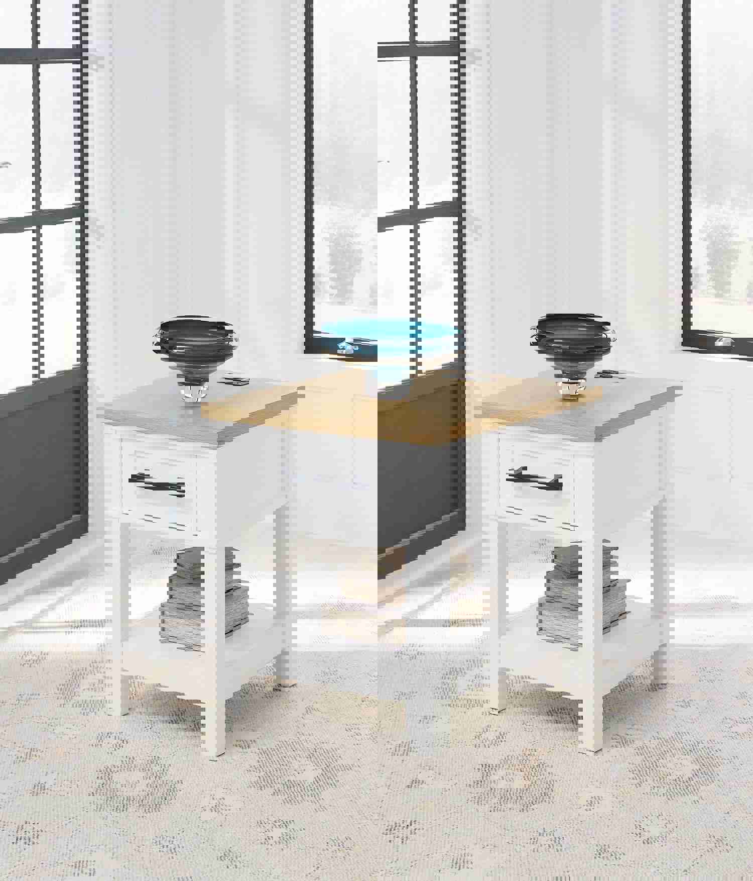 Modern Farmhouse Style Rectangular End Table