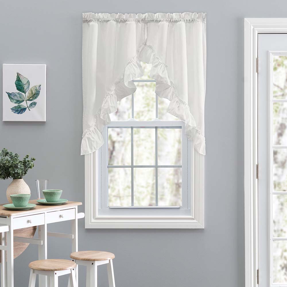 Ellis Stacey Premium Ruffled Window Swag, 60x38, Ice Cream