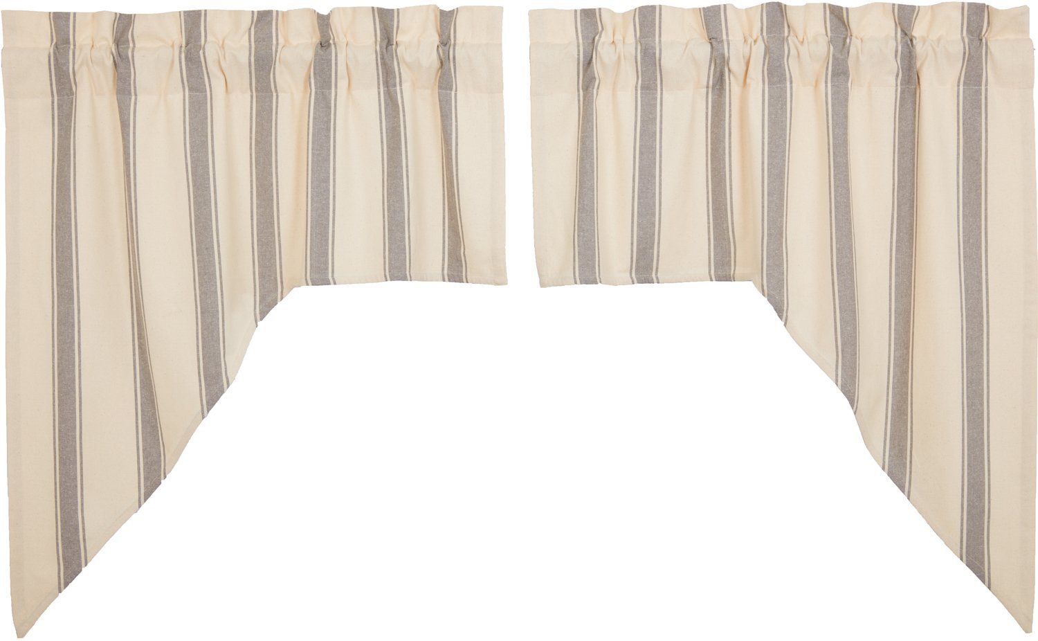 Grace Grain Sack Stripe Lined Swag Curtains - Elegant Country Style