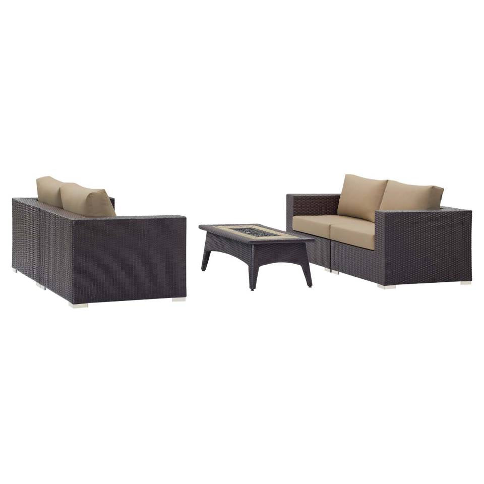 Modway Convene 5-Piece Outdoor Patio Furniture Set with Fire Pit