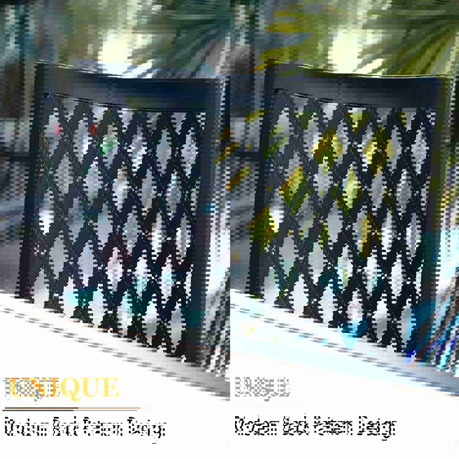 PHI VILLA 5-Piece Outdoor Dining Set with 6 Swivel Chairs and Round Steel Slat Table