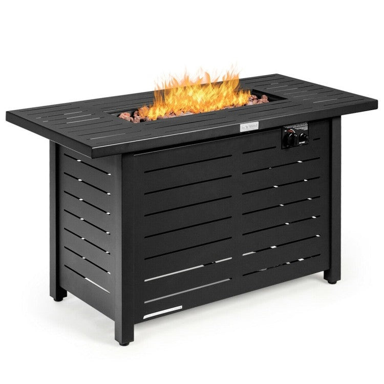 60,000 BTU Outdoor Brown Rectangular LP Gas Fire Pit Table