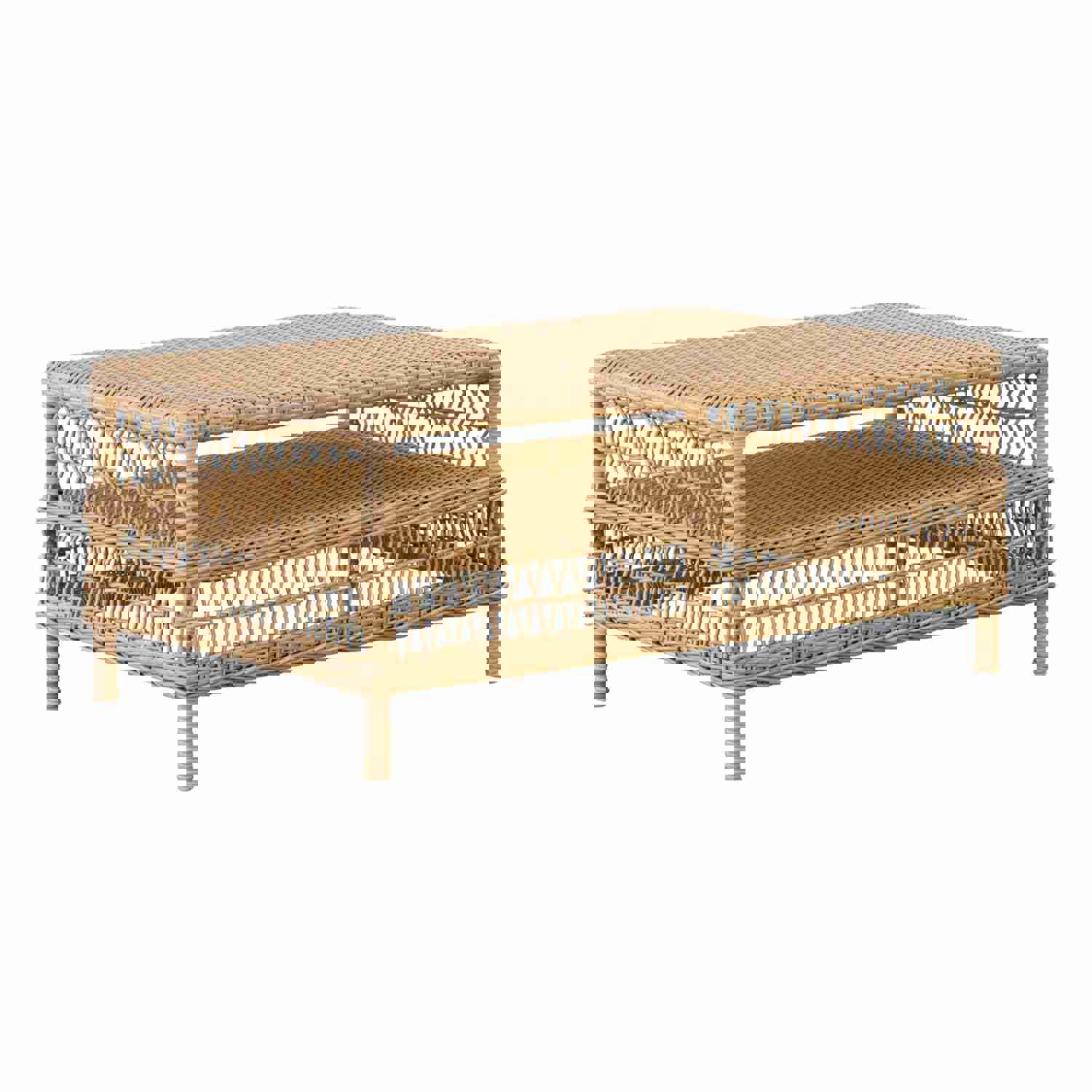 Elegant Rattan Outdoor Coffee Table with Glass Top