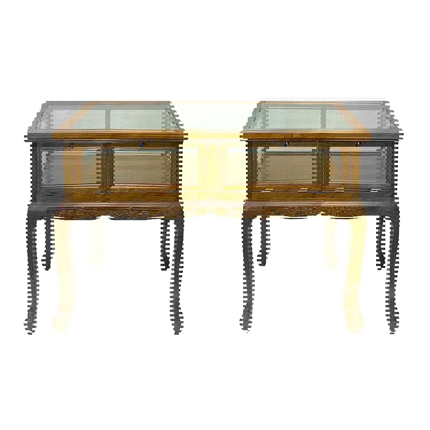 Elegant Oriental Craw Legs Glass Top Console Table