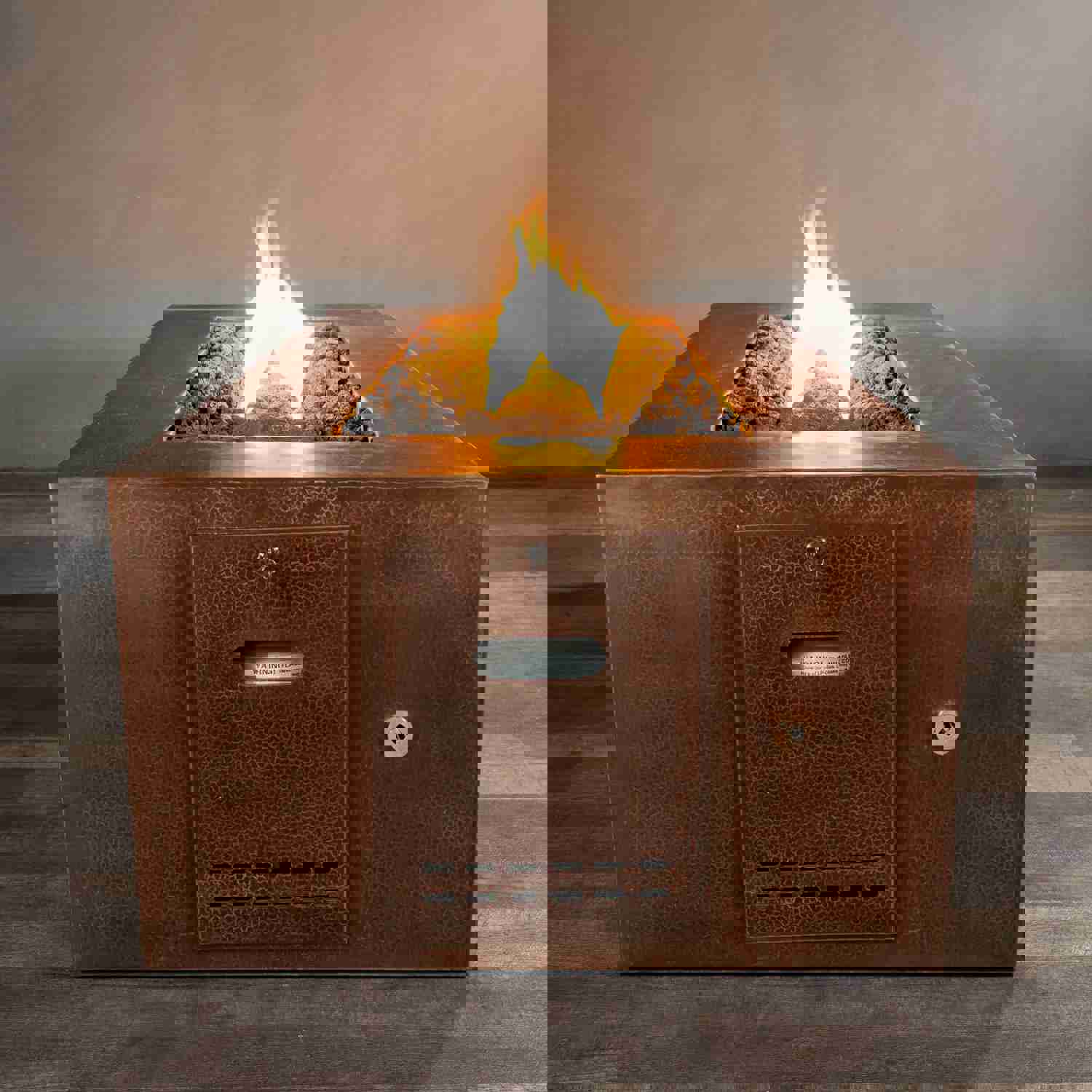72 x 38" Moreno Copper Rectangle Gas Fire Pit with Hidden Propane Tank