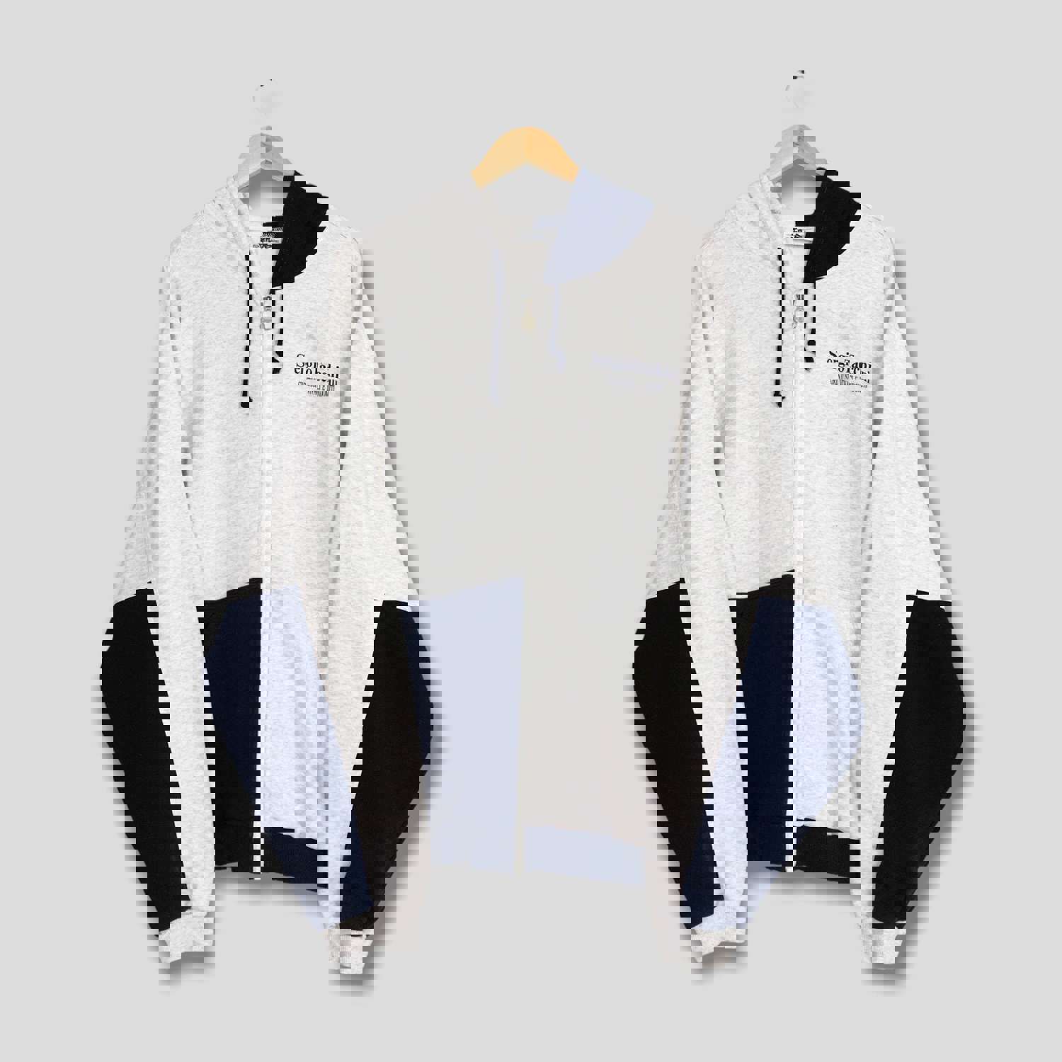Vintage 90s Sergio Tacchini XL Hoodie Sweatshirt - Classic Gray/Blue Zipper Hoodie