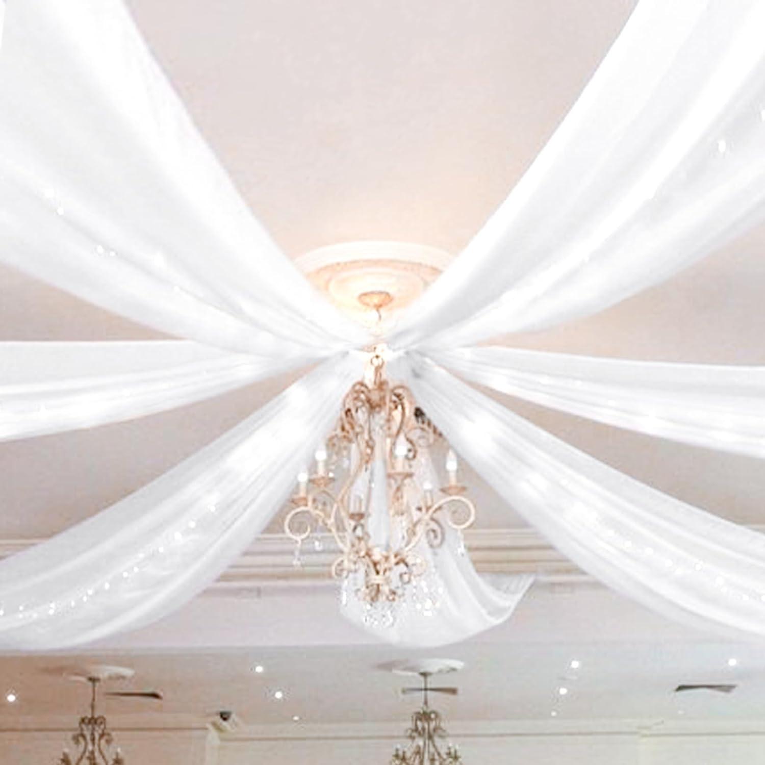 Elegant White Chiffon Wedding Ceiling Drapes
