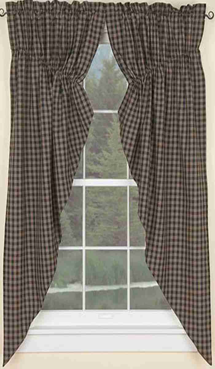 Sturbridge Black Gathered Swag 63 in. (Prairie Curtain Style)