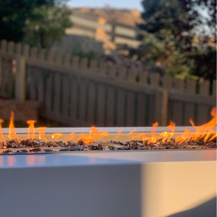 Elegant Outdoor Pismo Rectangle Fire Pit with Powder Coated Steel and Free Cover